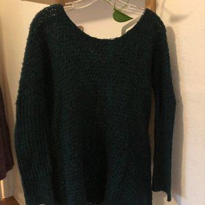 Vintage Asymmetrical Turquoise Knit Sweater